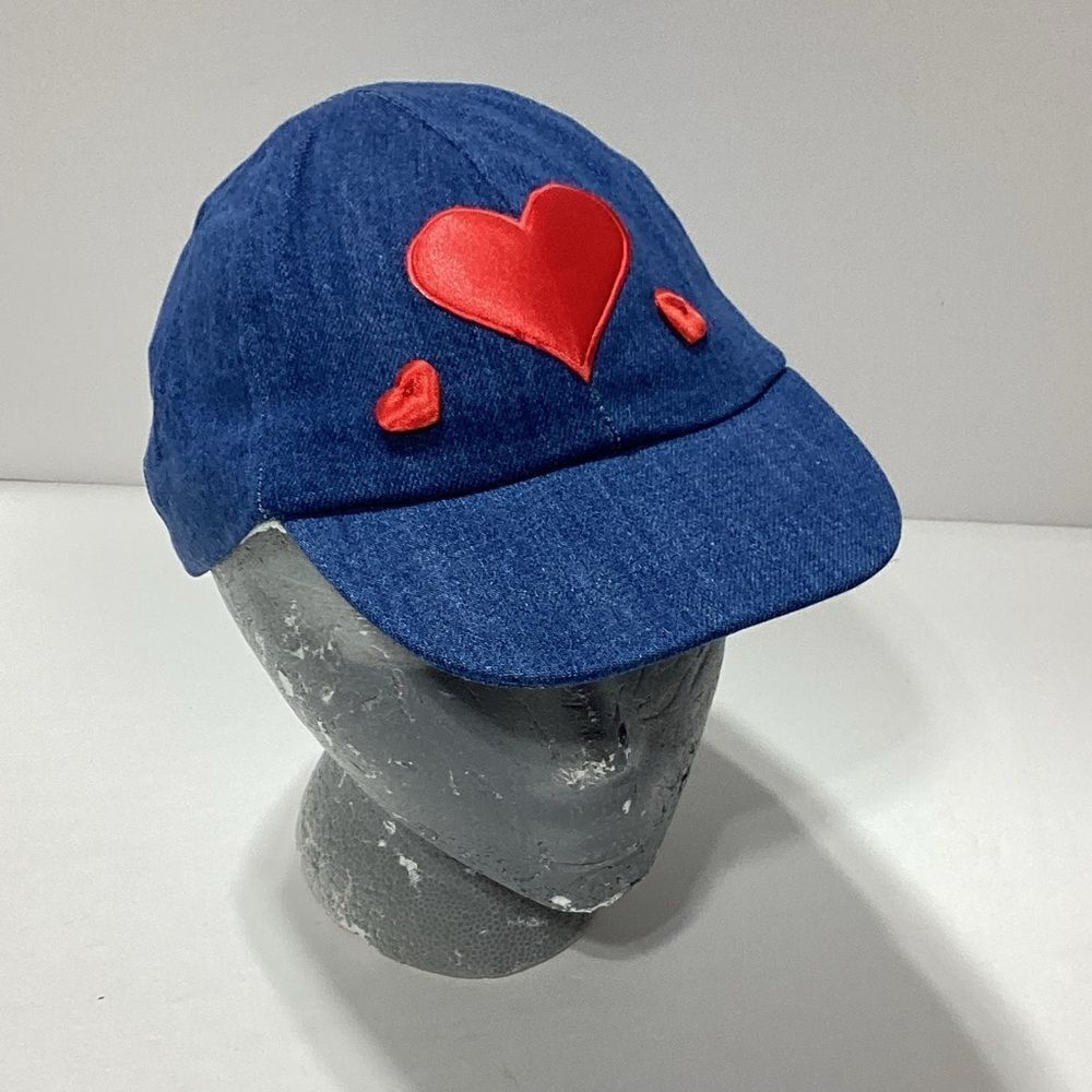 Storybook Heirlooms Denim Cap with Red Heart Accents Vintage Hat NOS Valentine